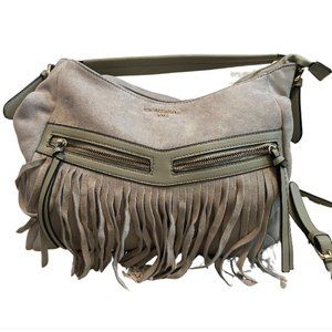 Faux suede fringe purse